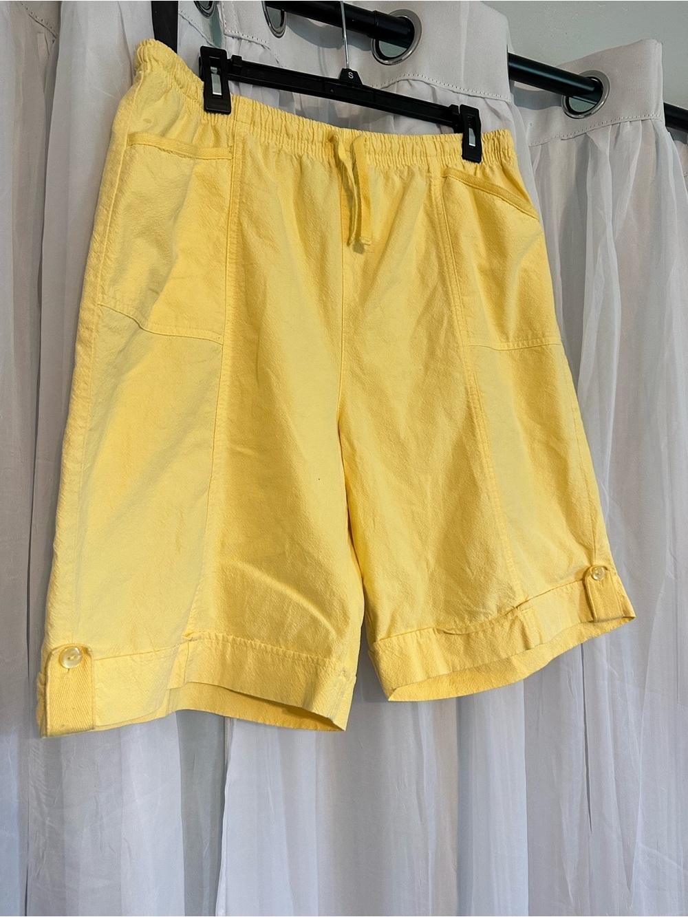 Rebecca Malone Yellow Drawstring Bermuda Shorts 100% cotton